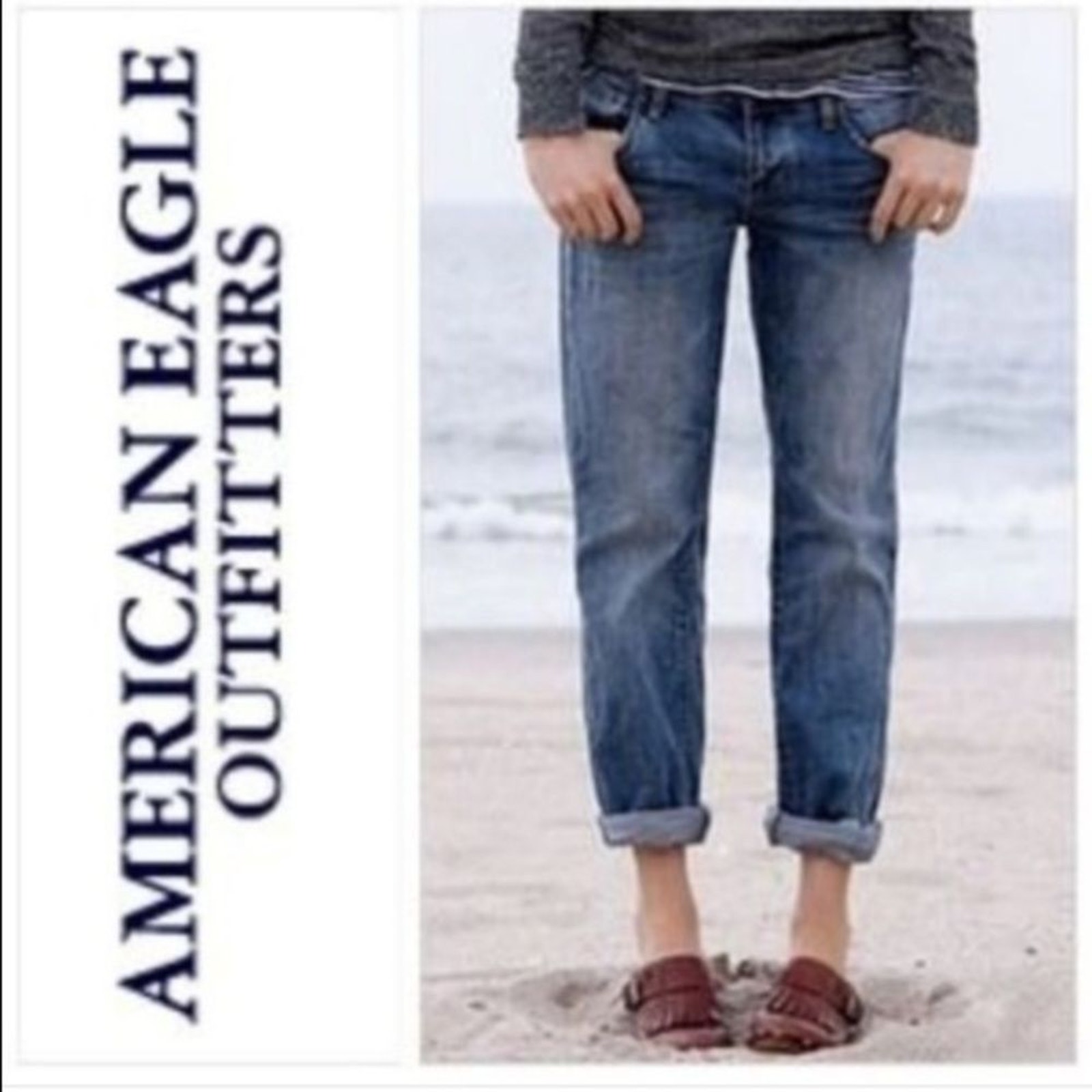 Aeo American Eagle 100% Cotton Denim Boy Jeans Size 2 Boyfriend Jeans